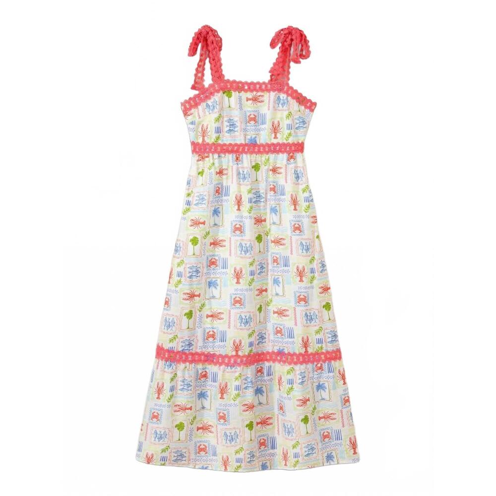 NEW SIMPLY SOUTHERN coastal tie dress in pink multi - Picture 2 of 3